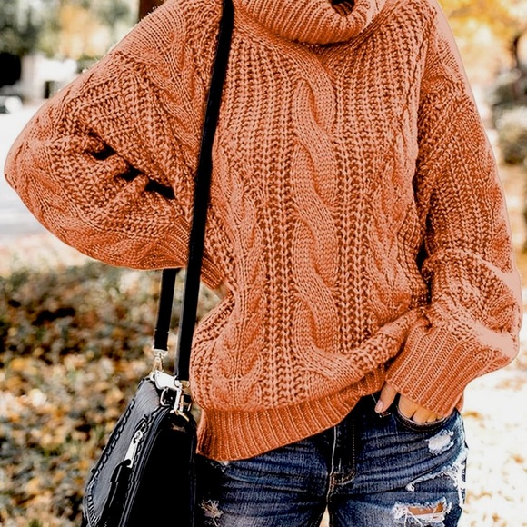 entro Sweaters - Oversized Cable Knit Burnt Orange Sweater - Size Small, Great Condition